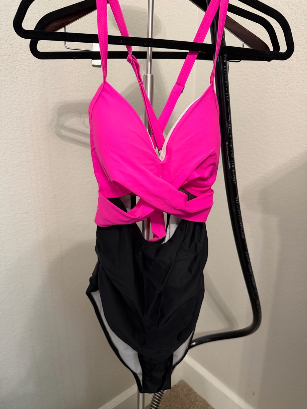 Women’s Two-Tone Pink & Black One-Piece Swimsuit
